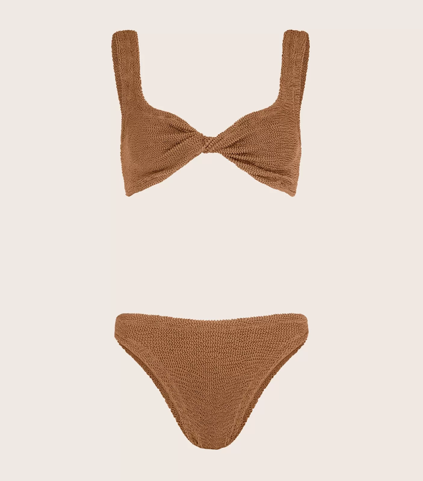 Hunza G Bikini Sets | Bralette-Coverage Juno Bikini - Metallic Cocoa