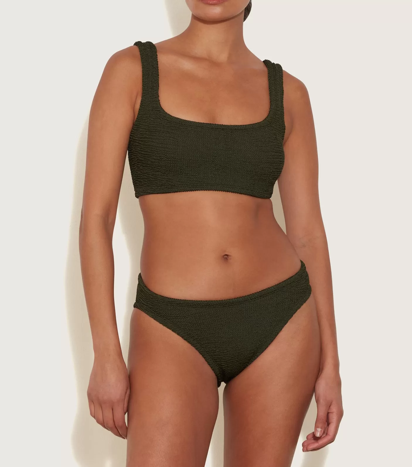 Hunza G Bikini Sets | Bralette-Coverage Xandra Bikini - Metallic Khaki
