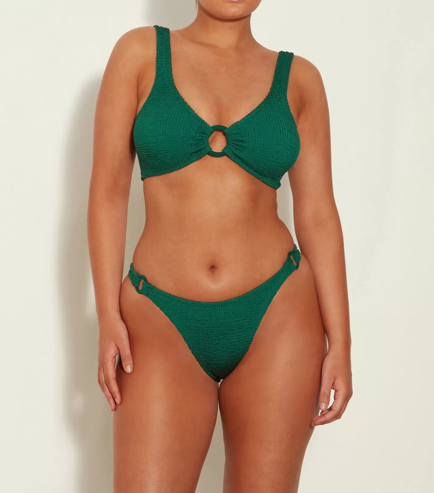 Hunza G Bikini Sets | Bralette-Hallie Bikini - Metallic Forest Green