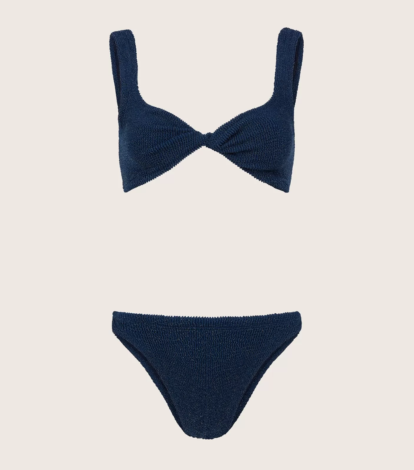 Hunza G Bikini Sets | Bralette-Juno Lurex Bikini - Navy/Silver
