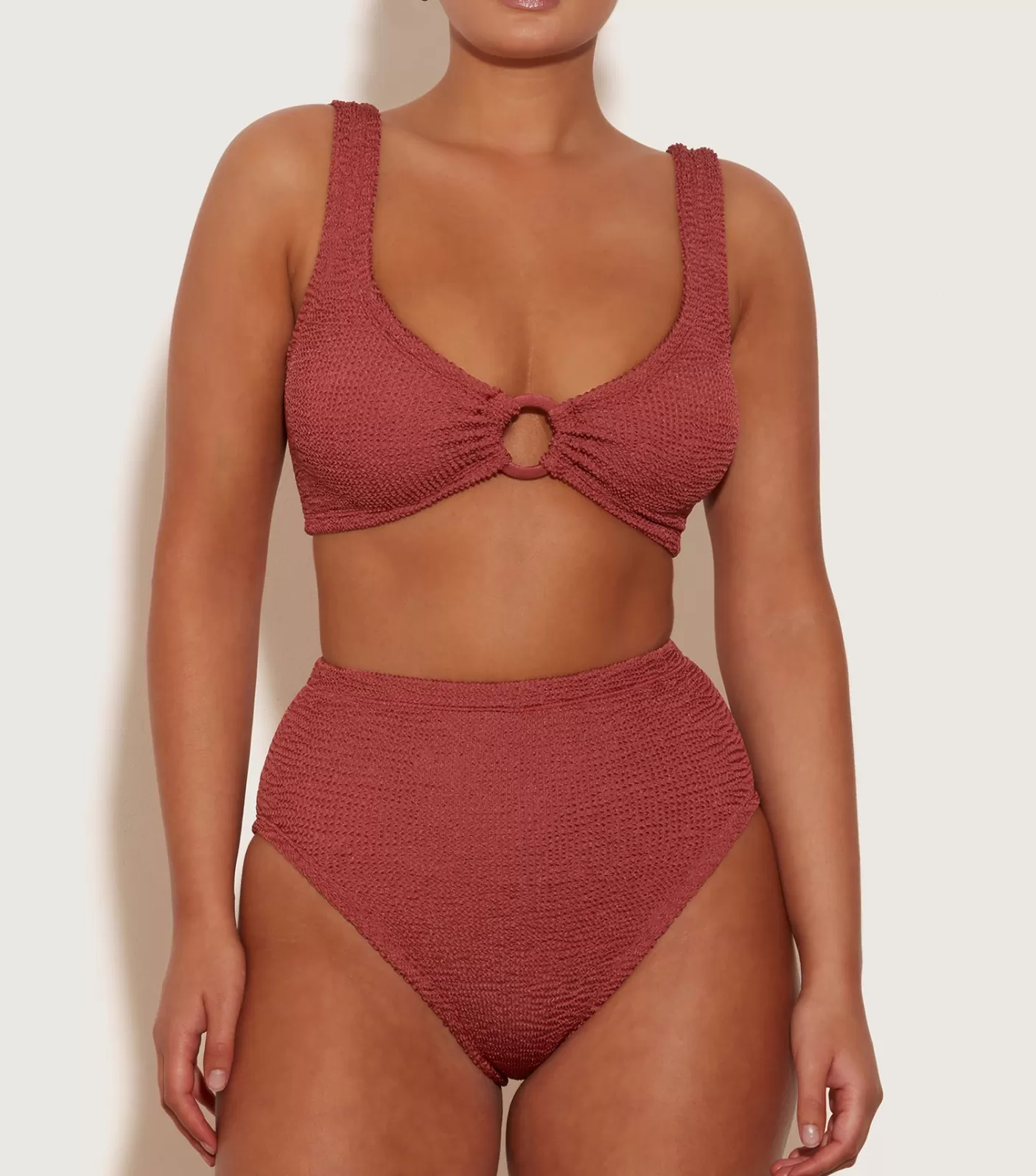 Hunza G Bikini Sets | Bralette-Nadine Bikini With Tonal Hoops - Metallic Rosewood