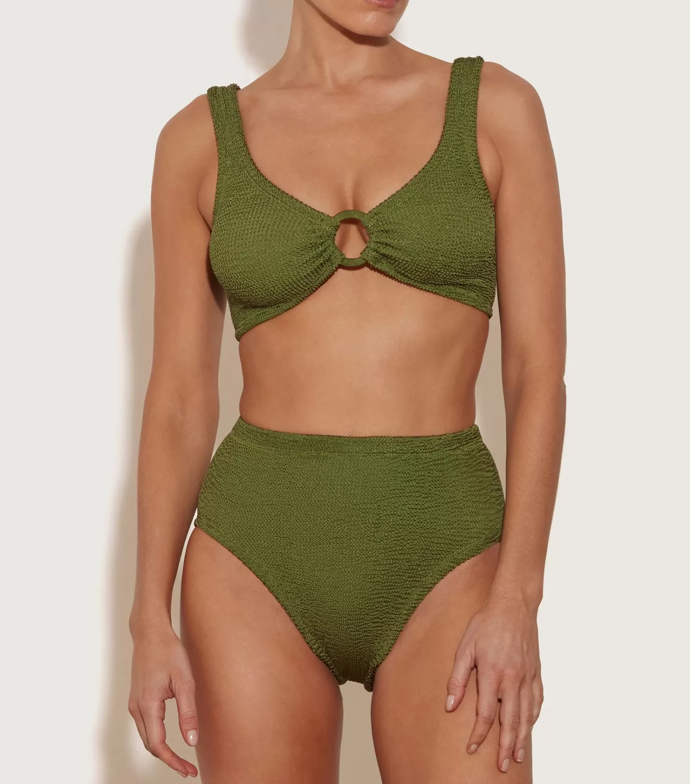 Hunza G Bikini Sets | Bralette-Nadine Bikini With Tonal Hoops - Metallic Moss