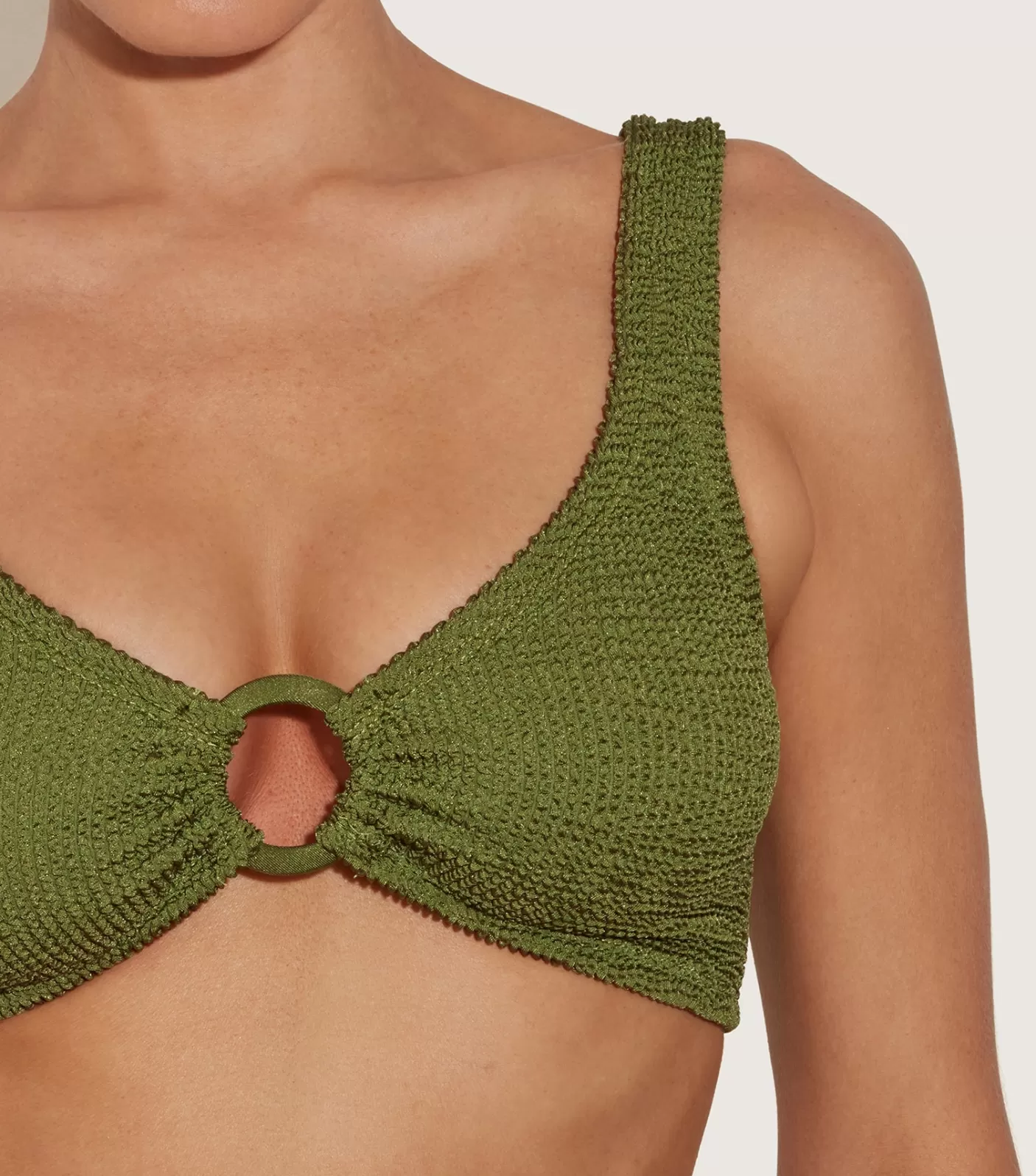Hunza G Bikini Sets | Bralette-Nadine Bikini With Tonal Hoops - Metallic Moss