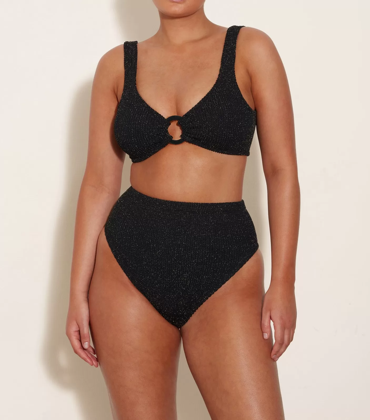 Hunza G Bikini Sets | Bralette-Nadine Lurex Bikini - Black/Gold