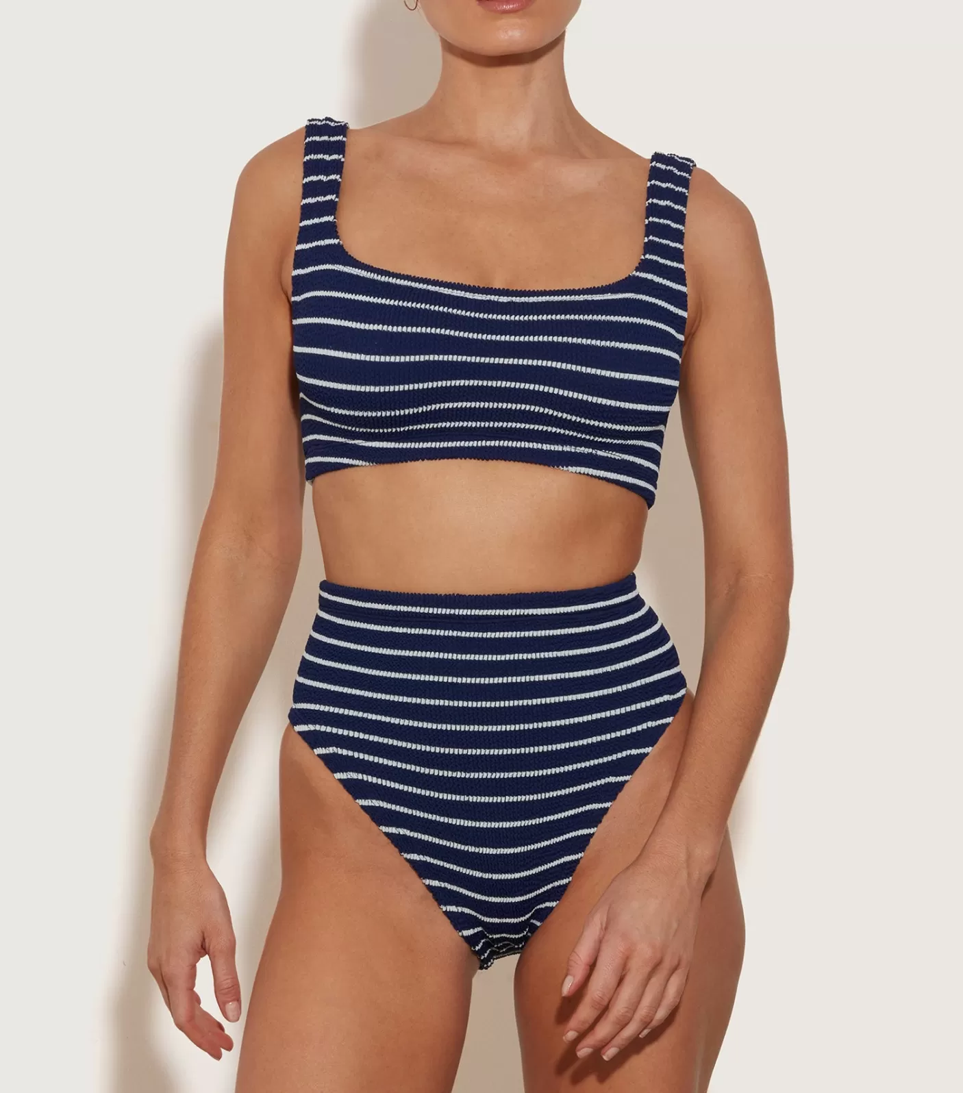 Hunza G Bikini Sets | Bralette-Patricia Bikini - Navy/White Stripe