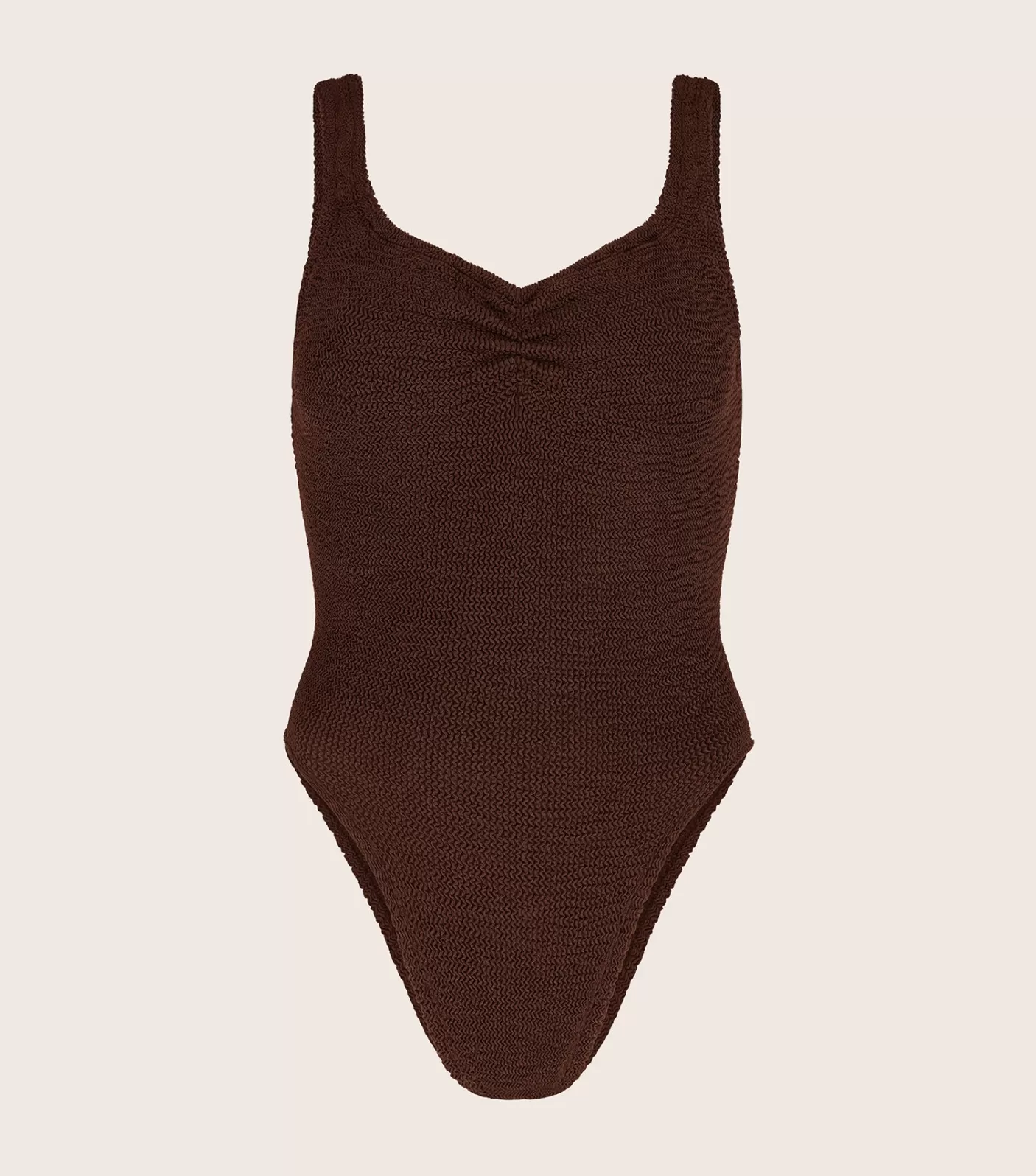 Hunza G Scoop Neck-Tonya Swim - Metallic Chocolate